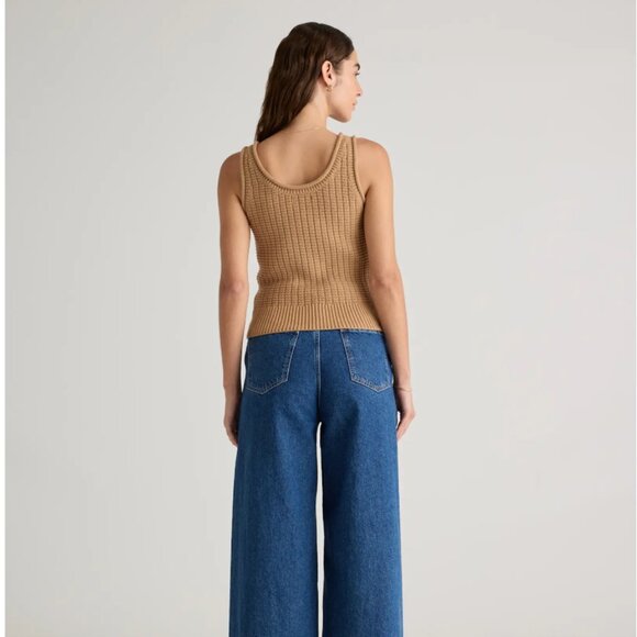 Quince Organic Cotton Waffle Cropped Sweater Tank - Picture 2 of 5